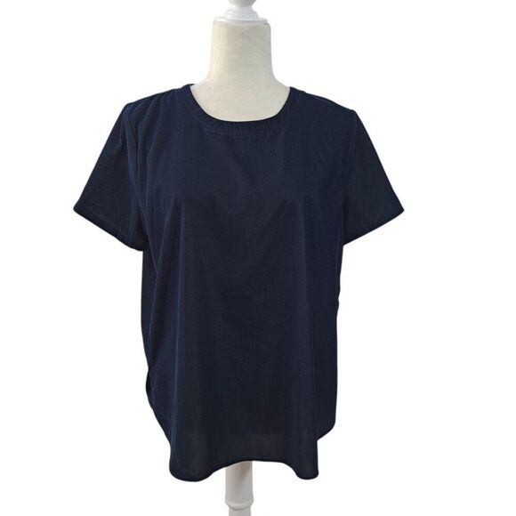 Loft Women's Short Sleeves Velvet Dark Teal Blouse Top Sz Medium - Picture 5 of 6